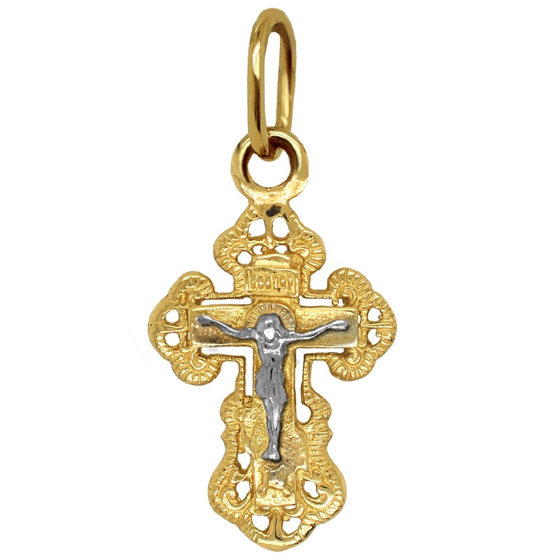 Złoty Krzyżyk prawosławny z białym złotem