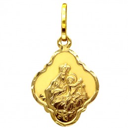 Złoty Szkaplerz, dwustronny medalik Matka Boża z góry Karmel S