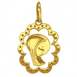 Złoty Wizerunek Matki Bożej z Cyrkoniami złoto 585