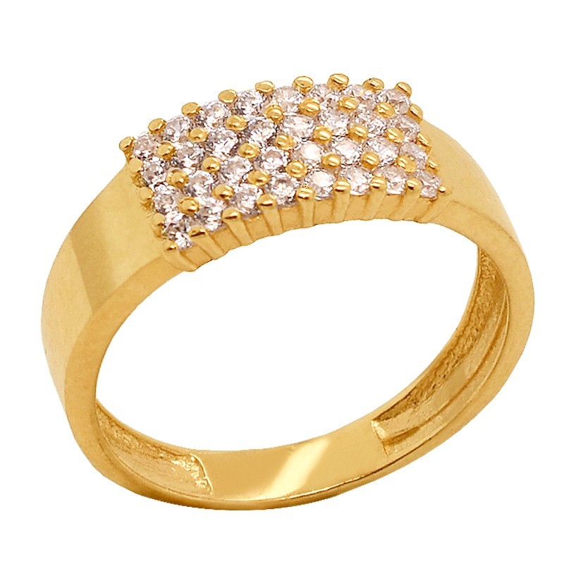 Złoty pierścionek Wielorzędowy 4 rzędy Cyrkonie złoto 585