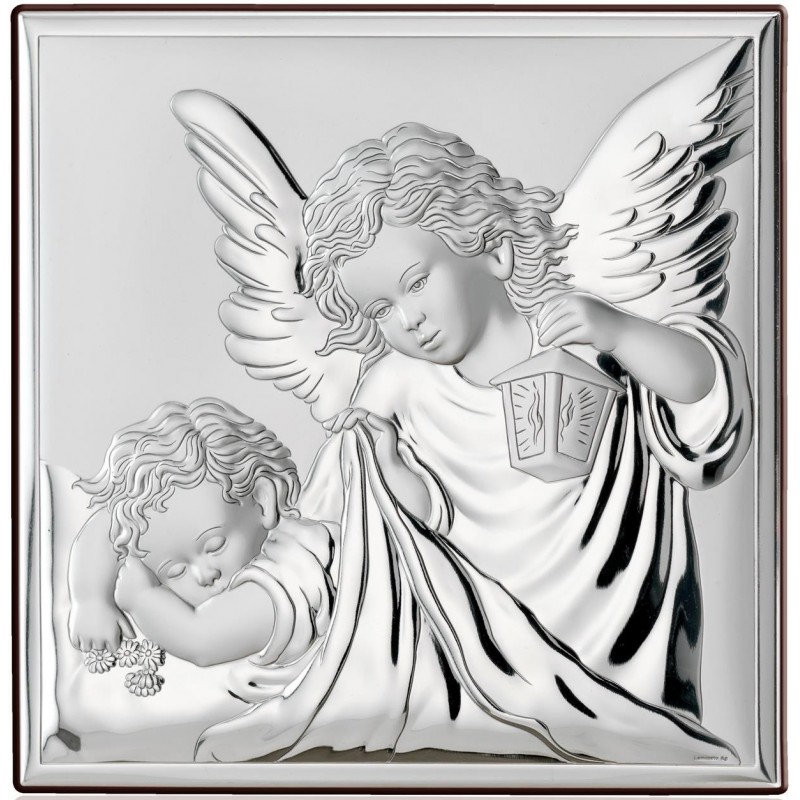 Obrazek srebrny Aniołek Chrzest Święty 8x8cm