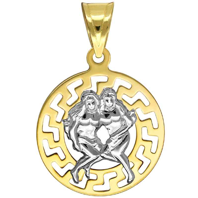 Bliźnieta znak zodiaku przywieszka pamiątka z białym złotem 585