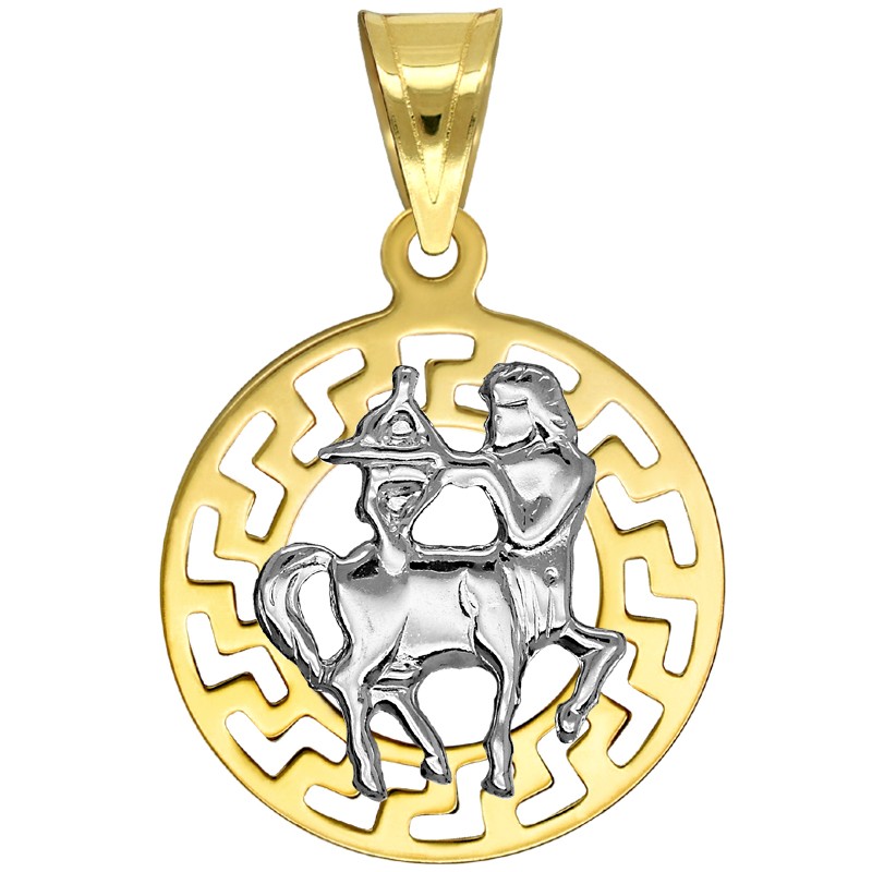 Strzelec znak zodiaku przywieszka pamiątka z białym złotem 585