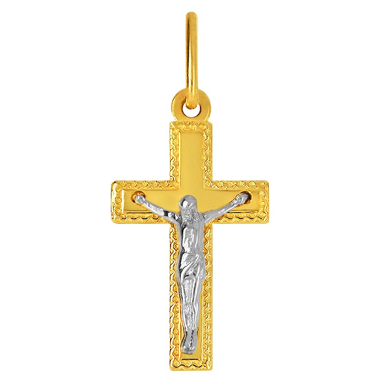 Złoty Krzyżyk Figura Jezusa Chrystusa Pamiątka 2,51 białe złoto 585