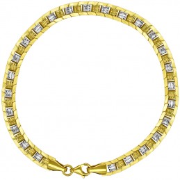 Złota bransoletka z Białym splot Blaszkowy Pamiątka pr. 585