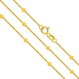 Złoty Łańcuszek Spiga z Gładkimi Kuleczkami 50cm