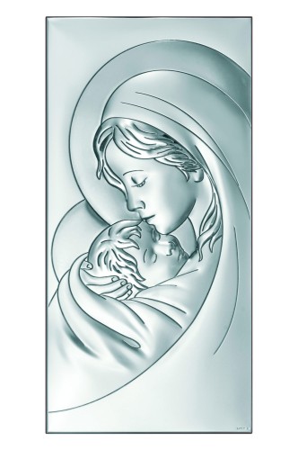 Obrazek Srebrny Matki Bożej z Dzieciątkiem Jezus 6x12cm
