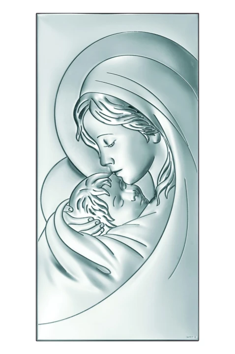 Obrazek Srebrny Matki Bożej z Dzieciątkiem Jezus 6x12cm