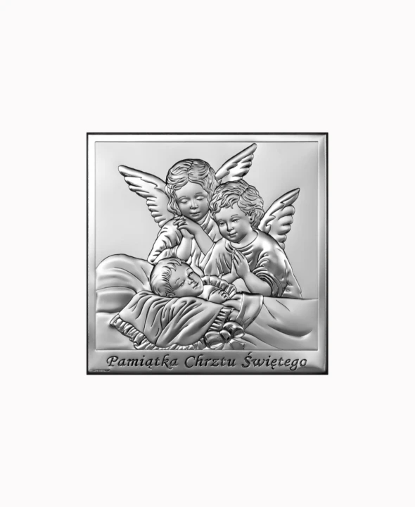 Obrazek Srebrny Chrzest Święty 8x8cm