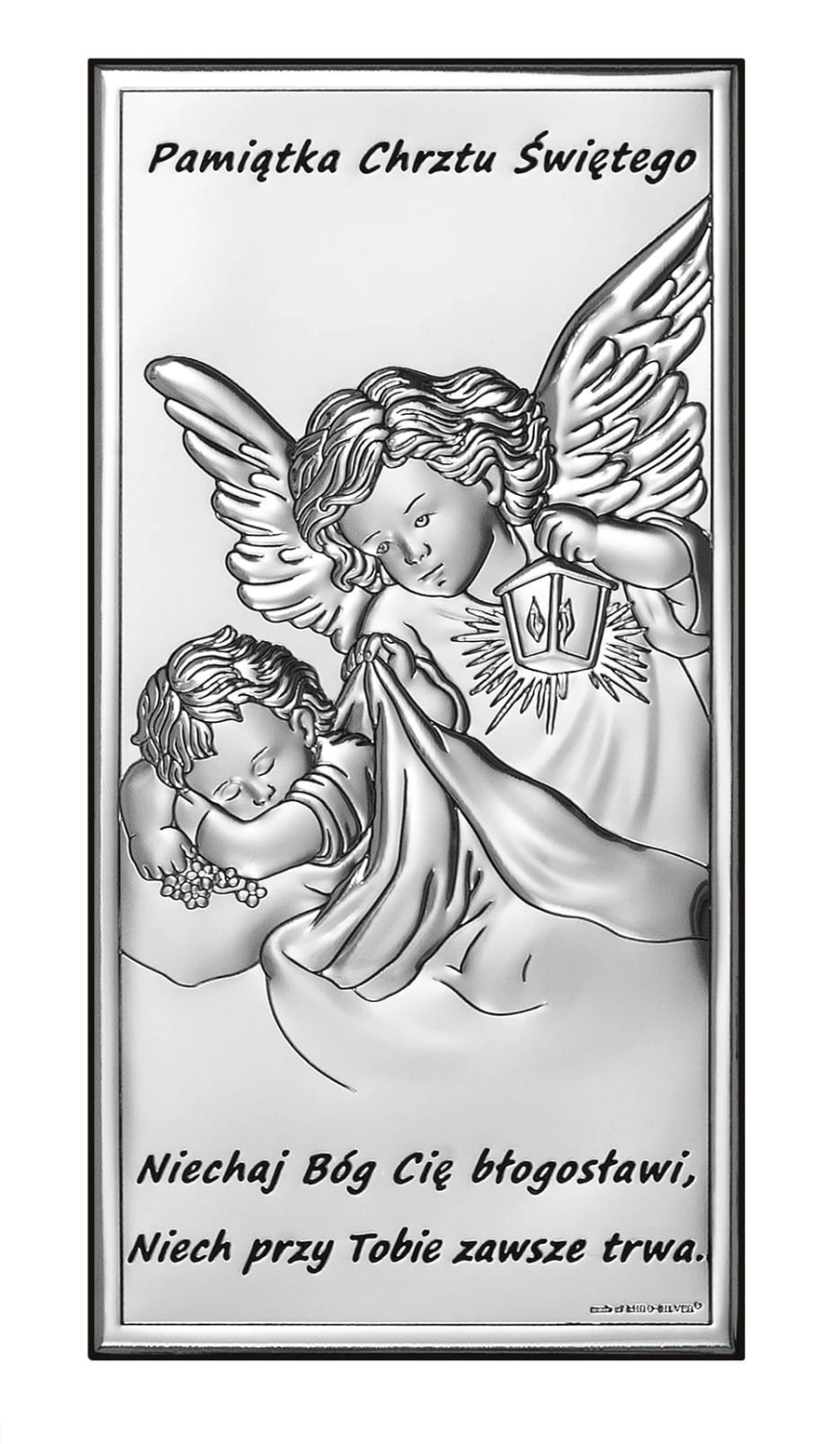 Obrazek Srebrny Pamiątka Chrztu Świętego 7x14cm