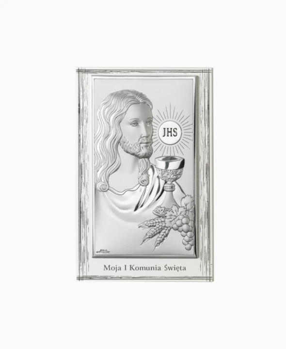 Obrazek Srebrny I Komunia Święta 6,5x11cm