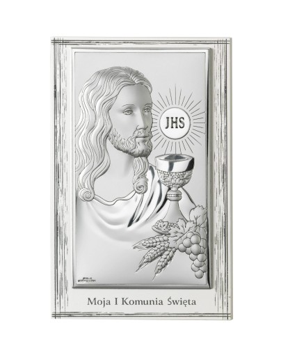 Obrazek Srebrny I Komunia Święta 6,5x11cm