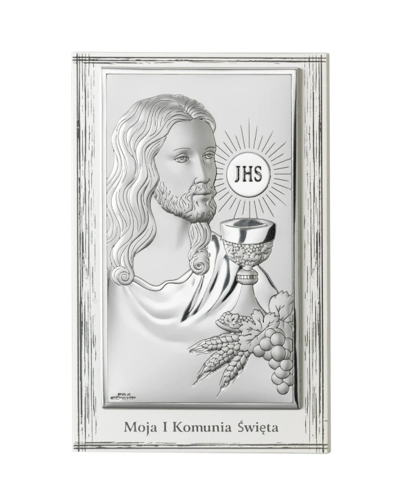 Obrazek Srebrny I Komunia Święta 6,5x11cm