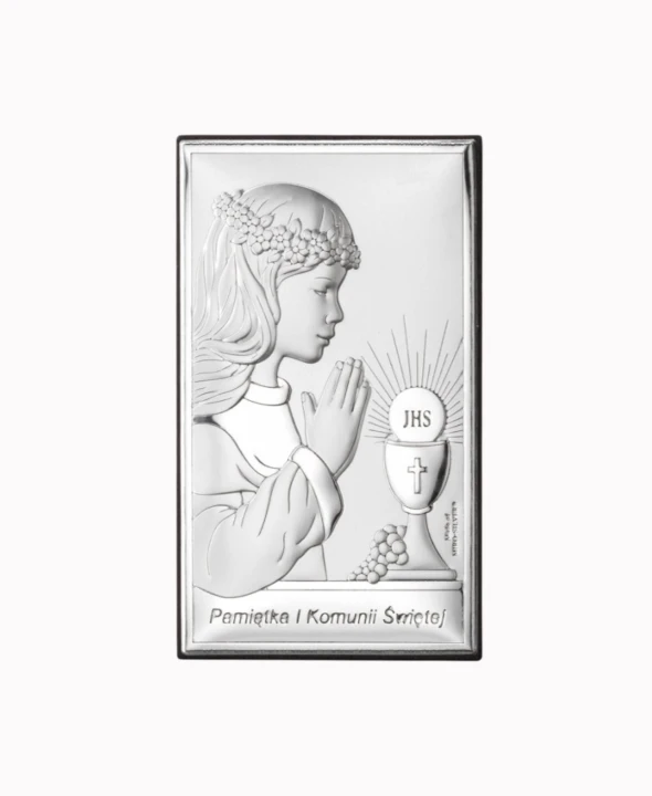 Obrazek Srebrny I Komunia Święta 6,5x11cm