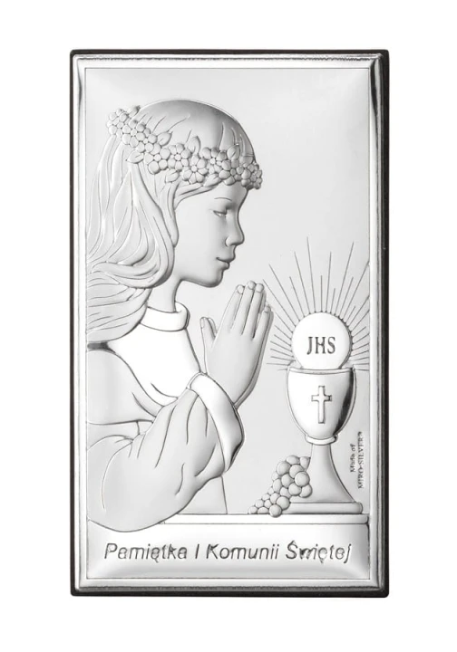 Obrazek Srebrny I Komunia Święta 6,5x11cm