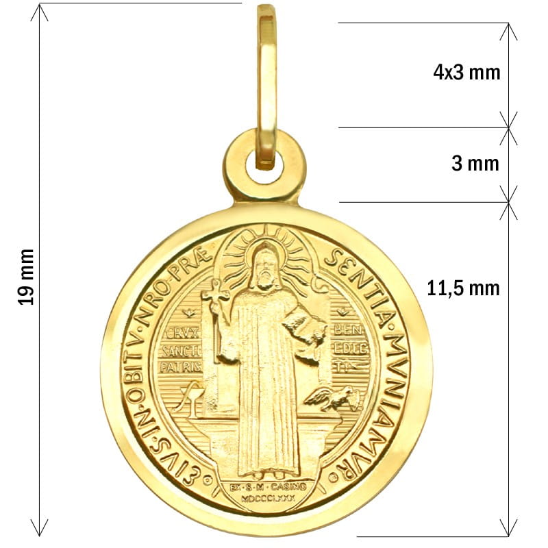 Pamiątka Komunii Złoty Medalik Św. Benedykta 1,25 złoto 585