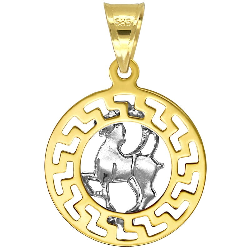 Koziorożec znak zodiaku przywieszka pamiątka z białym złotem 585