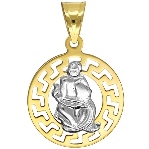 Wodnik znak zodiaku przywieszka pamiątka z białym złotem 585