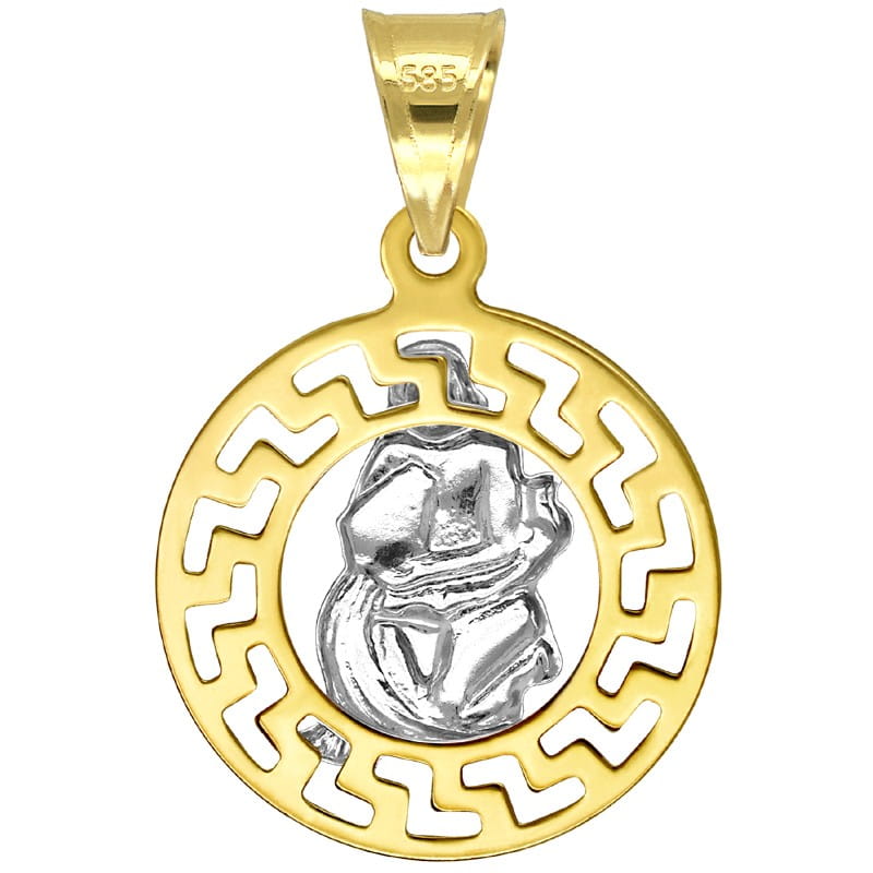 Wodnik znak zodiaku przywieszka pamiątka z białym złotem 585