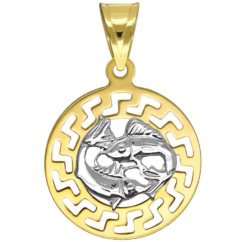 Ryby znak zodiaku przywieszka pamiątka z białym złotem 585