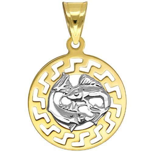 Ryby znak zodiaku przywieszka pamiątka z białym złotem 585