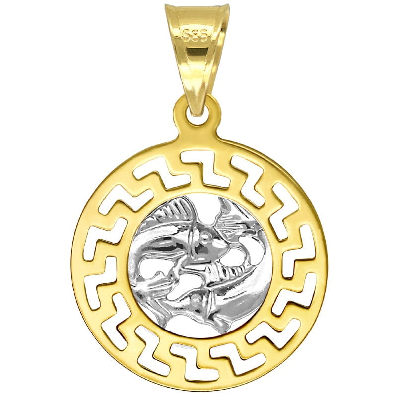 Ryby znak zodiaku przywieszka pamiątka z białym złotem 585