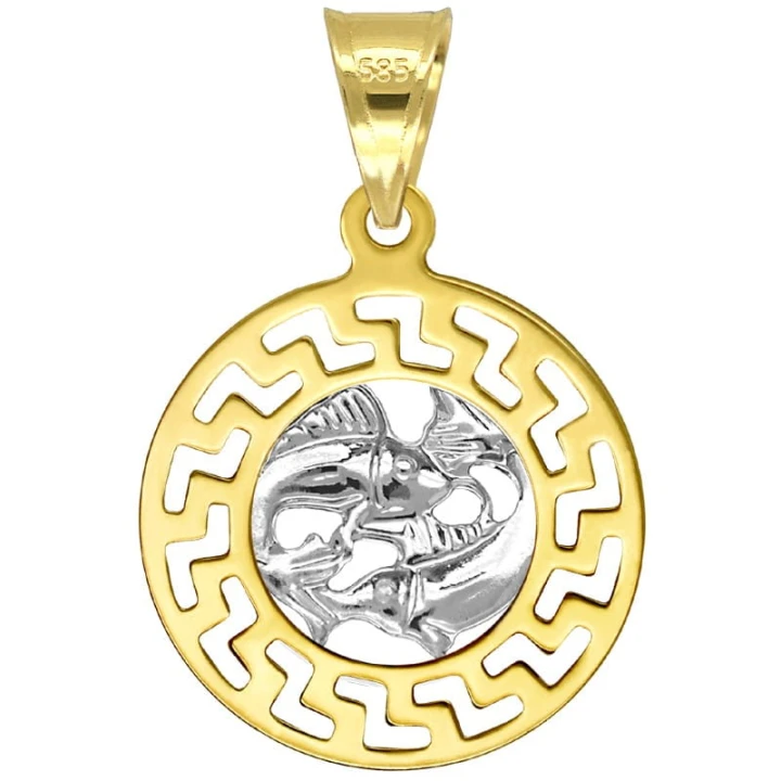 Ryby znak zodiaku przywieszka pamiątka z białym złotem 585