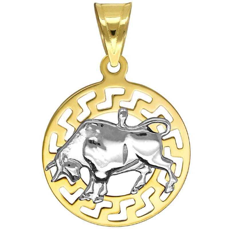 Byk znak zodiaku przywieszka pamiątka z białym złotem 585