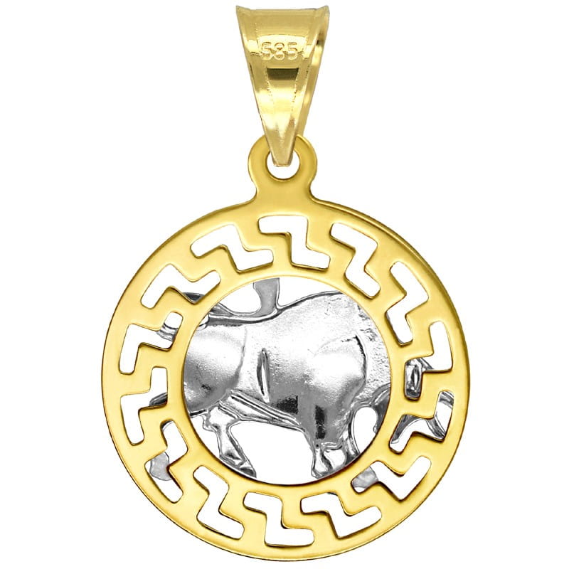 Byk znak zodiaku przywieszka pamiątka z białym złotem 585