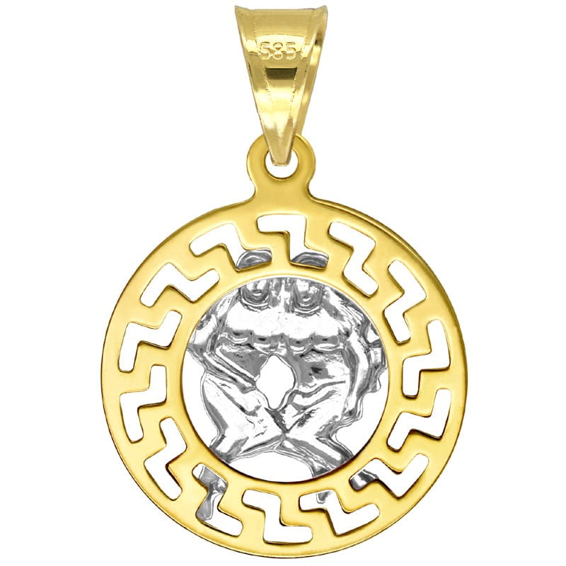 Bliźnieta znak zodiaku przywieszka pamiątka z białym złotem 585