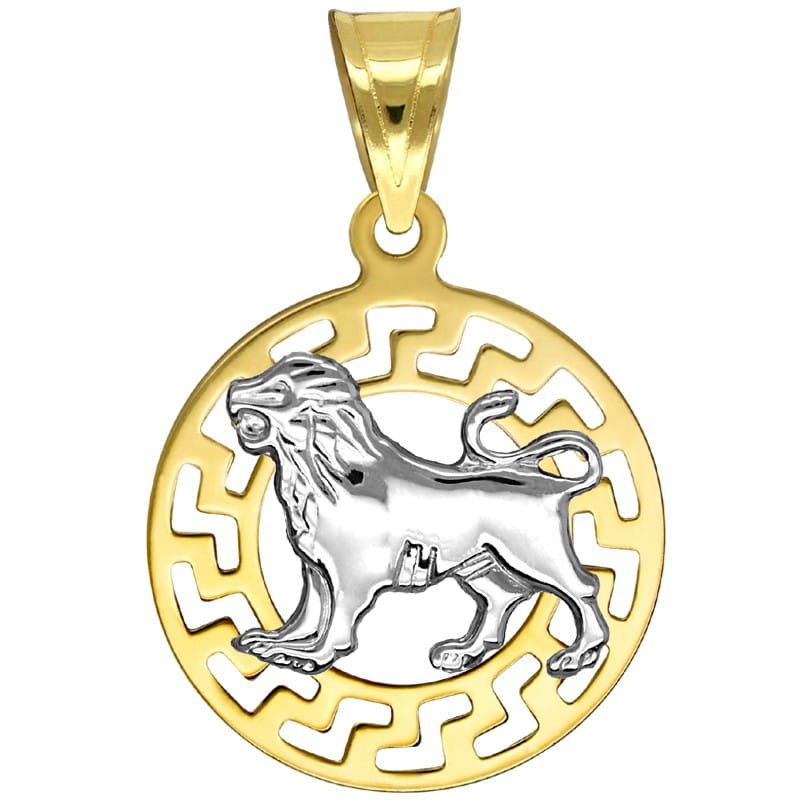 Lew znak zodiaku przywieszka pamiątka z białym złotem 585