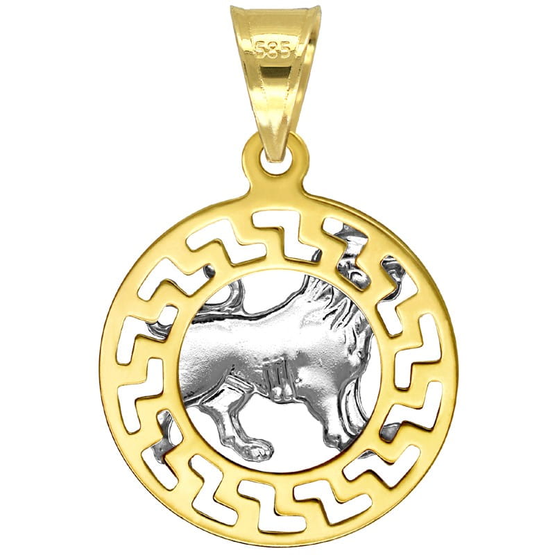 Lew znak zodiaku przywieszka pamiątka z białym złotem 585