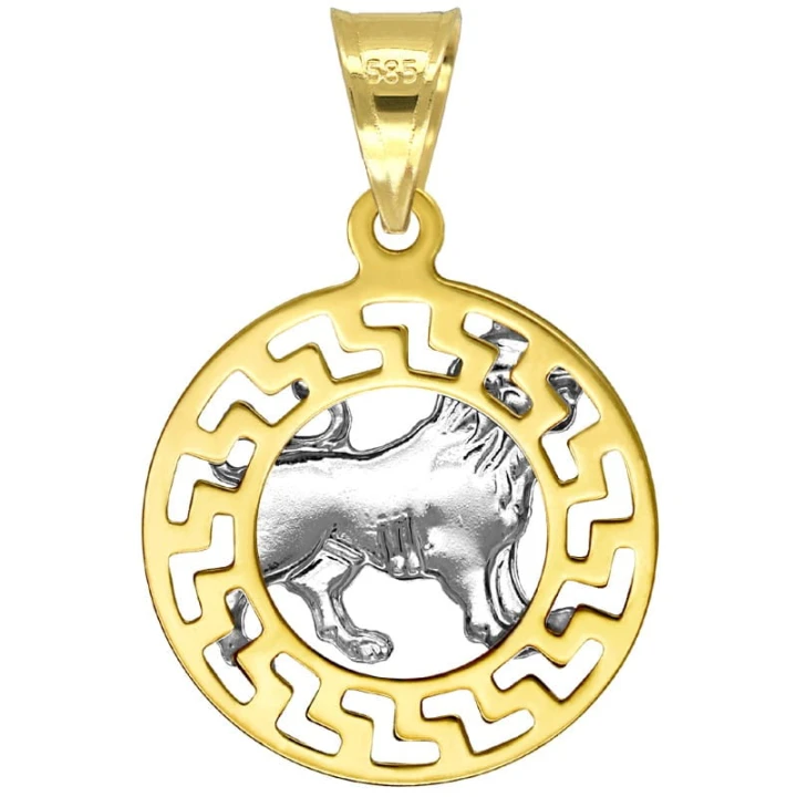 Lew znak zodiaku przywieszka pamiątka z białym złotem 585