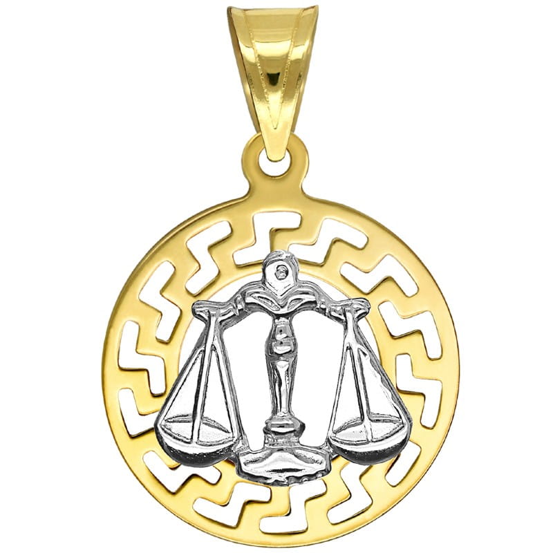 Waga znak zodiaku przywieszka pamiątka z białym złotem 585