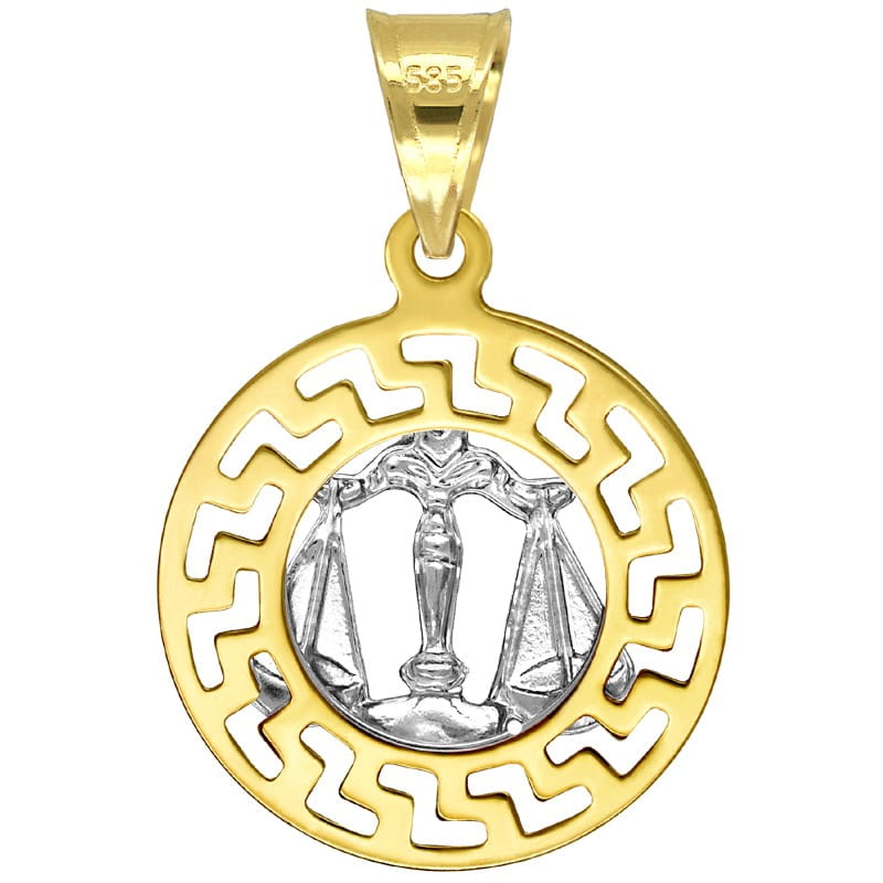 Waga znak zodiaku przywieszka pamiątka z białym złotem 585
