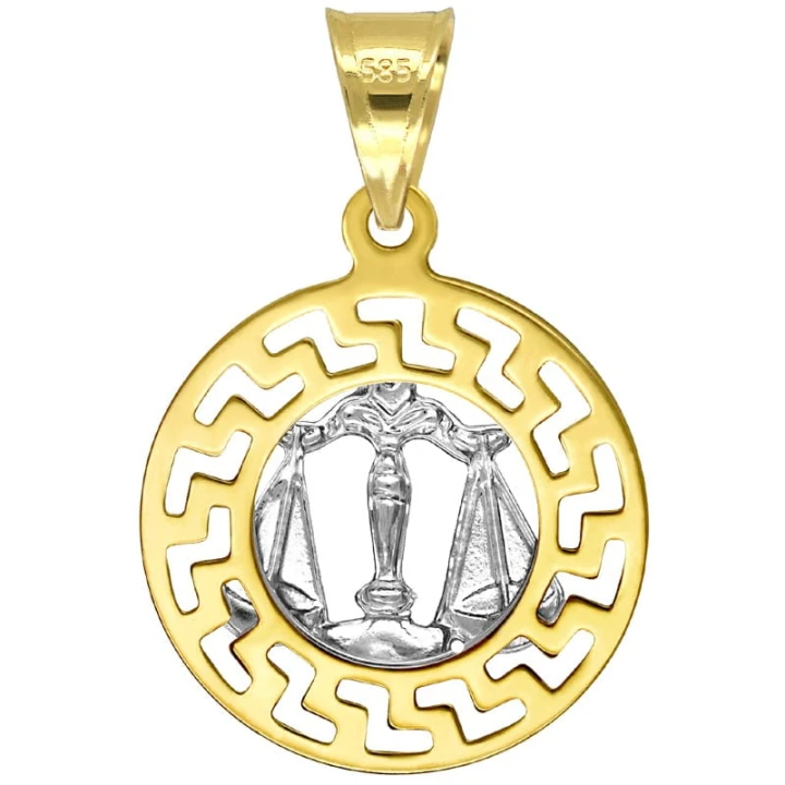 Waga znak zodiaku przywieszka pamiątka z białym złotem 585