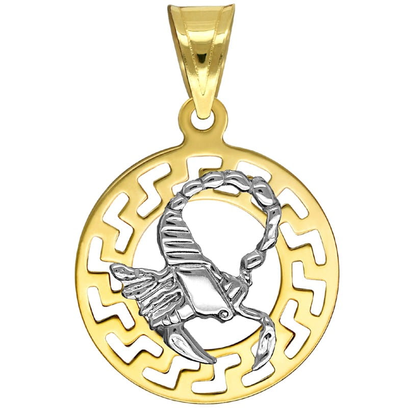 Skorpion znak zodiaku przywieszka pamiątka z białym złotem 585