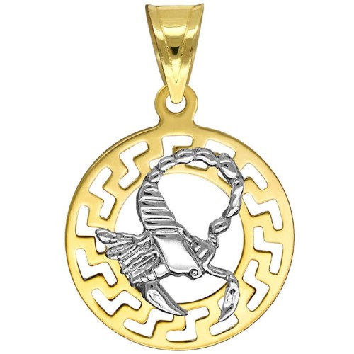 Skorpion znak zodiaku przywieszka pamiątka z białym złotem 585