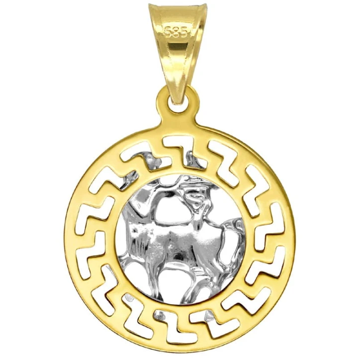 Strzelec znak zodiaku przywieszka pamiątka z białym złotem 585