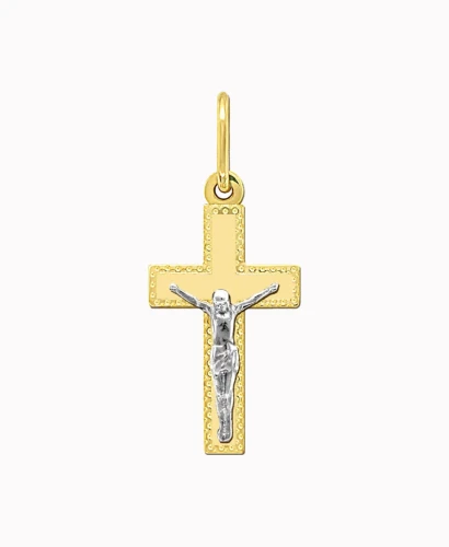 Złoty Krzyżyk Figura Jezusa Chrystusa Pamiątka 2,13 białe złoto pr. 585