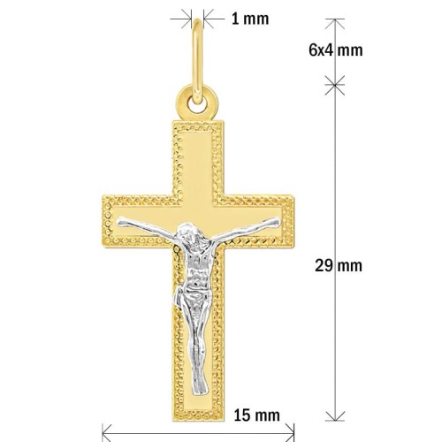 Złoty Krzyżyk Figura Jezusa Chrystusa Pamiątka 2,13 białe złoto pr. 585
