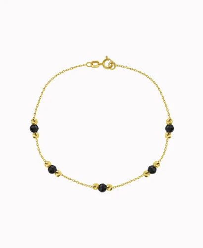 Złota bransoletka z czarnymi Onyksami 1 pr. 585
