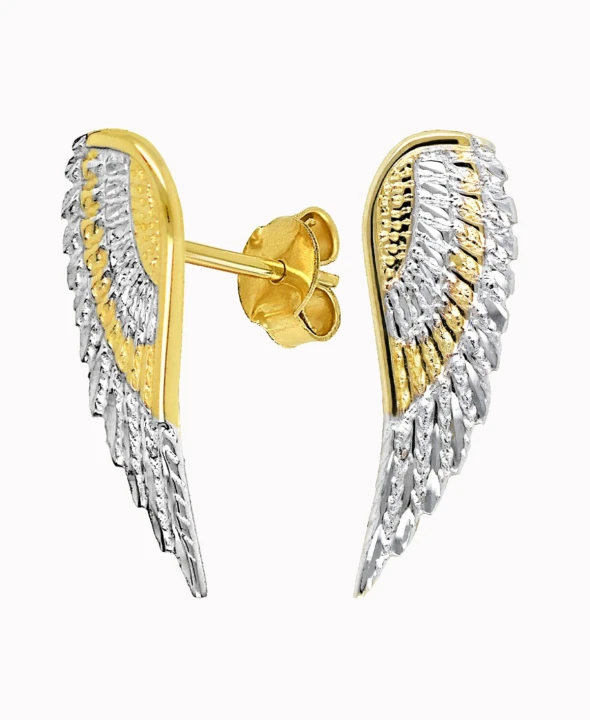 Złote kolczyki sztyft Skrzydła Anioła New Angel próba 585 2,12g