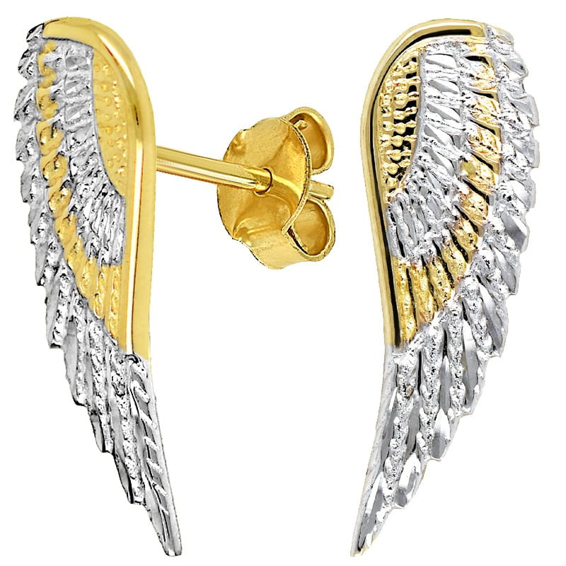 Złote kolczyki sztyft Skrzydła Anioła New Angel próba 585 2,12g