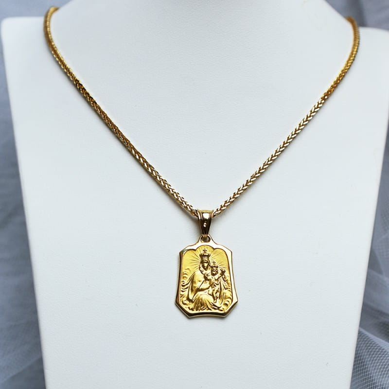Złoty Szkaplerz, dwustronny medalik Matka Boża pr.585 XL