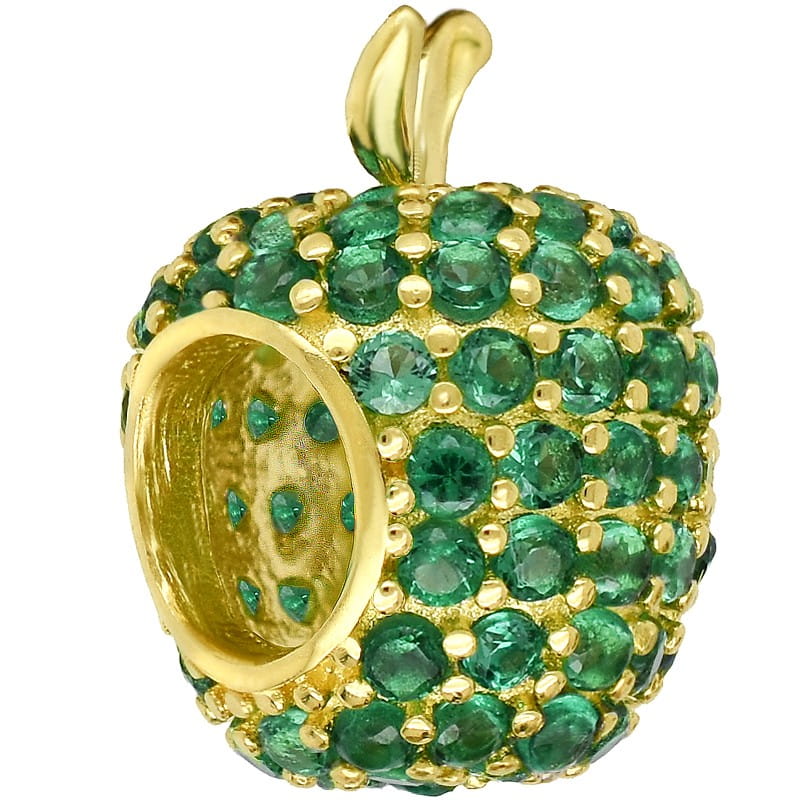 Charms Jabłko Modułowej bransolety  Green Pamiątka pr585 złoto