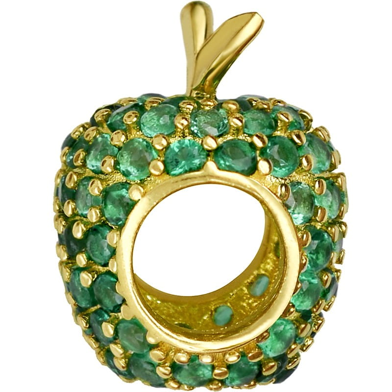 Charms Jabłko Modułowej bransolety  Green Pamiątka pr585 złoto