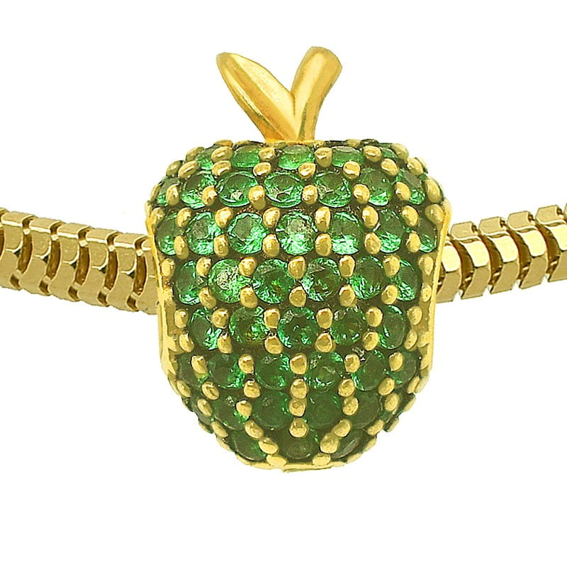 Charms Jabłko Modułowej bransolety  Green Pamiątka pr585 złoto