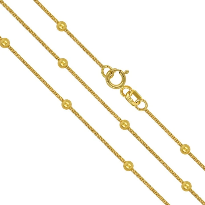 Złoty Łańcuszek Spiga z Gładkimi Kuleczkami 50cm/3,1 pr. 585