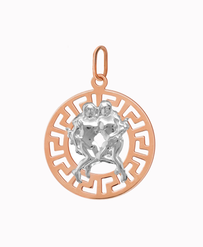 Bliźnięta znak zodiaku przywieszka pamiątka Czerwone i białe złoto pr.585